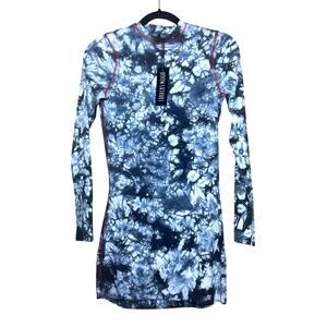 Current Mood Black White Tie Dye Distressed Dress Red Stitching NWT Size Small